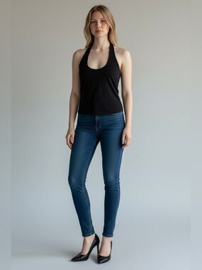 Better / Together, Black Halter Top, Medium, Stretch Sleeveless Y2K